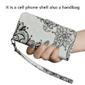 Miniatyrbillede 2 af 2: iPhone Xr læder flip cover med mønsterprint - Sort Blomst Black