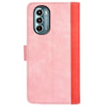 Miniatyrbillede 2 af 2: To Farvet Læder Flip Case til Motorola Moto G Stylus 5g (2022) - Lyserød Pink