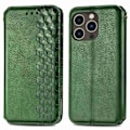 Miniatyrbild 1 av 2: Läder iPhone 14 Pro fodral med romb-design - Grön Grön