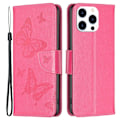 Miniatyrbild 1 av 2: Butterfly läder iPhone 14 Pro fodral - Rosa Rosa