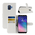 Miniatyrbillede 1 af 2: Samsung Galaxy A6 litchi skin magnetisk læder flip cover - Hvid White