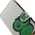 Miniatyrbillede 2 af 2: Moberg LG G4c Læder Etui Med Kortholder - Grøn Sovende Ugle Green