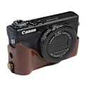 Miniatyrbillede 1 af 2: Canon PowerShot G7 X Mark II holdbart læder etui - Kaffe Brown