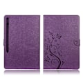Miniatyrbillede 1 af 2: Samsung Galaxy Tab S7 Plus sommerfugle aftryk læder etui - lilla Purple