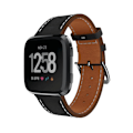 Miniatyrbild 1 av 2: Fitbit Versa klockrem träningsklocka i genuin läder allergifri giftfri metallspänne - Svart Svart