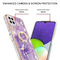 Pikkukuva 2 / 2: Marble Patterned Suojakuori With Ring Holder For Samsung Galaxy A22 4G / M32 - Vihreä And Keltainen Marble Haze Purple
