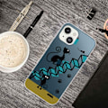 Miniatyrbillede 2 af 2: Blødt, fleksibelt mobil cover til iPhone 14 6,1 tommer, mønsterprint IMD Drop-proof Cell Phone Cover Protector - Sort Black
