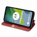 Miniatyrbillede 6 af 6: Læder Etui med A Stilfuldt Rhombus Tryk til Motorola Moto E13 - Rød Red