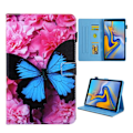 Miniatyrbillede 1 af 2: Samsung Galaxy Tab S5e mønstret og flervinklet lædercover - blomst og blå sommerfugl Multicolor