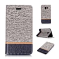 Miniatyrbillede 1 af 2: Samsung Galaxy J4 (2018) stof tekstur splejset læder flip etui - Grå Silver grey