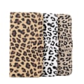 Miniatyrbild 2 av 2: IPhone 9 mobilfodral syntetläder silikon plånbok stående leopardmönster - Vit Vit
