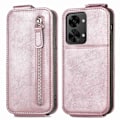 Miniatyrbillede 1 af 6: Vertical Flip Phone Etui med Zipper til OnePlus Nord 2T - Rødguld Pink