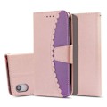 Miniatyrbillede 1 af 2: Bi-color Splicing Leather Wallet Stand Cellphone Protective Casing iPhone XR 6.1 inch - Rødguld / Lilla Multicolor