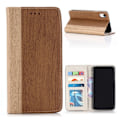 Miniatyrbillede 1 af 2: iPhone Xs Max flip cover i læder med træstruktur - Brun Brown