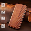 Pikkukuva 2 / 2: Nahkakotelo With A Stylish Rhombus Imprint For Samsung Galaxy A02 - Ruskea Brown