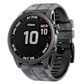 Miniatyrbild 2 av 2: 22 mm klockarmband i silikon för Garmin- och Coros-klockor - Kamouflagegrått Silvergrå