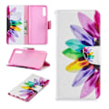 Miniatyrbillede 1 af 2: Samsung Galaxy A70 mønstret lædercover - kronblade mønster Multicolor