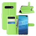 Miniatyrbillede 1 af 2: Samsung Galaxy S10 Plus litchi skin læder flip etui - Grøn Green