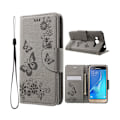 Miniatyrbillede 1 af 2: Moberg Samsung Galaxy J3 (2016) læder-etui med kortholder og stander - Grå Silver grey