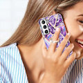 Pikkukuva 2 / 2: Marble Patterned Suojakuori With Ring Holder For Samsung Galaxy S21 FE - Tumma Violetti Purple