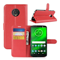 Pikkukuva 1 / 2: Motorola Moto G6 Plus Liitsihedelmän Jyvä Nahka Lompakko Suojakotelo - Punainen Red