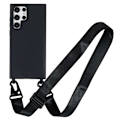 Miniatyrbillede 1 af 5: Tyndt TPU-etui med mat finish og justerbar strop til Samsung Galaxy S22 Ultra - Sort Black