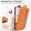 Pikkukuva 5 / 6: Vertical Flip Phone Suojakotelo With Zipper For Xiaomi 12S Pro / 12 Pro - Ruskea Brown