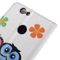 Miniatyrbillede 2 af 2: Scherfig Huawei Nova flip-etui i læder - Uglepar og blomster Multicolor
