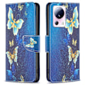 Miniatyrbillede 1 af 2: Wonderland Xiaomi 13 Lite / Civi 2 Flip Etui - Gyldne Sommerfugle Blue