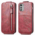 Pikkukuva 1 / 6: Vertical Flip Phone Suojakotelo With Zipper For Motorola Moto E32s / E32 / G22 - Punainen Red