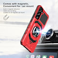 Miniatyrbillede 4 af 6: Slidstærkt cover i hård plast med blød inderside og kickstand til Samsung Galaxy S22 - Rød Red