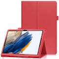 Miniatyrbillede 1 af 6: Foldbart etui med Lichi-tekstur til Samsung Galaxy Tab A8 10.5 (2021) - Rød Red
