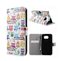 Miniatyrbillede 1 af 2: Moberg Samsung Galaxy S6 Læder Etui Med Kortholder - Mange Farvet Ugler Multicolor