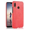 Miniatyrbillede 1 af 2: Huawei P20 Lite beskyttelsesetui i kunstlæder med krokodille tekstur - Rød Red