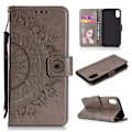 Miniatyrbillede 1 af 2: iPhone Xs Max flip cover i læder med Mandala-mønster - Grå Silver grey