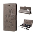 Miniatyrbillede 1 af 2: Samsung Galaxy S9 stemplet sommerfugl Blomster PU læder flip etui - Grå Silver grey
