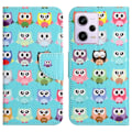 Miniatyrbillede 1 af 2: Wonderland Xiaomi Poco X5 Pro / Redmi Note 12 Pro / 12 Pro Speed Flip Etui - Ugler Multicolor