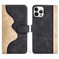 Miniatyrbillede 1 af 2: To-farvet iPhone 13 Pro læderetui - Sort Black