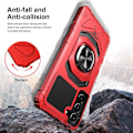 Miniatyrbillede 3 af 6: Slidstærkt cover i hård plast med blød inderside og kickstand til Samsung Galaxy S22 - Rød Red