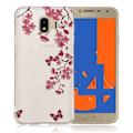Miniatyrbillede 1 af 2: Samsung Galaxy J4 (2018) trykt mønster tyndt etui - Lyserød Blomst og Sommerfugl Multicolor