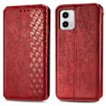 Miniatyrbillede 1 af 6: Læder Etui med A Stilfuldt Rhombus Tryk til Motorola Moto G73 - Rød Red