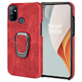 Miniatyrbillede 1 af 2: Stødsikkert lædercover med oval støttefod til OnePlus Nord N100 - Rød Red