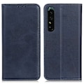 Miniatyrbild 1 av 2: Äkta läder Sony Xperia 1 IV fodral - Blå Blå