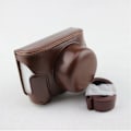 Miniatyrbillede 2 af 2: Panasonic Lumix DC-GF10 kamera beskyttelsesetui i kunstlæder med bærestrop - Kaffe Brown