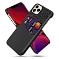 Miniatyrbillede 1 af 2: KSQ stof og vegansk læder og stødsikkert cover mobiltaske iPhone 12 mini - Sort Black