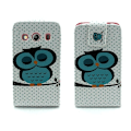 Miniatyrbillede 1 af 2: Knausgård Læder Etui Til Samsung Galaxy Ace 4 - Sovende Tegneserie Ugle Multicolor