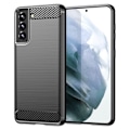 Miniatyrbillede 1 af 2: Carbon Flex Etui Samsung Galaxy S21 - Sort Black