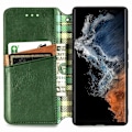 Pikkukuva 5 / 6: Nahkakotelo With A Stylish Rhombus Imprint For Samsung Galaxy S23 Ultra - Vihreä Green