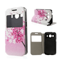 Miniatyrbillede 1 af 2: Moberg View Læder Etui Til Samsung Galaxy Ace 4 - Blomme Blomsterflor Multicolor
