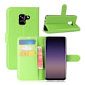Miniatyrbillede 1 af 2: Samsung Galaxy A8 (2018) litchi skin PU læder flip etui - Grøn Green